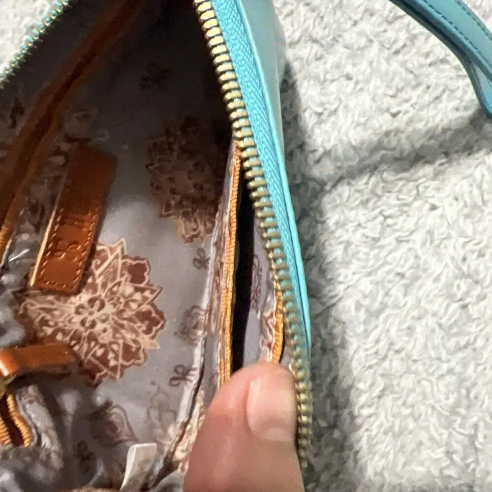 Hobo leather phone wallet wristlet turquoise